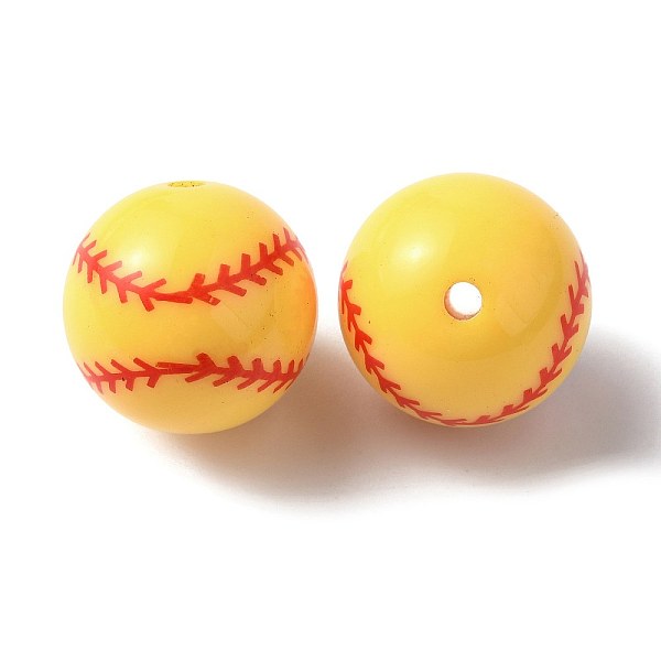 

PandaHall Sport Theme Opaque Resin Beads, baseball, Red, Gold, 18mm, Hole: 2.4mm Resin Round Gold