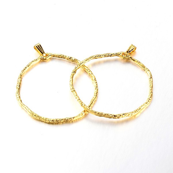 

PandaHall Ring Brass Big Pendants, Golden, 45x42x2mm, Hole: 5x2mm Brass Ring