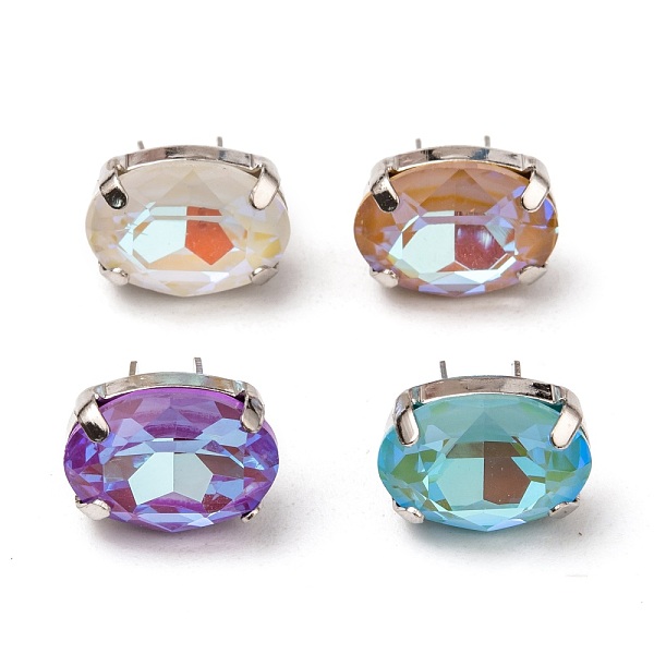 

PandaHall Brass Shoes Buckle Clips, with Glass Rhinestone, for Shoes Bag Decoration, Purse Hardware Accessoriess, Oval, Platinum, Mixed..., Multicolor