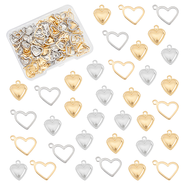 

PandaHall Unicraftale 120Pcs 4 Style 304 Stainless Steel Charms, Puffed Heart, Mixed Color, 10x8~14x0.7~1mm, Hole: 1~1.4mm, 30pcs/style 304...