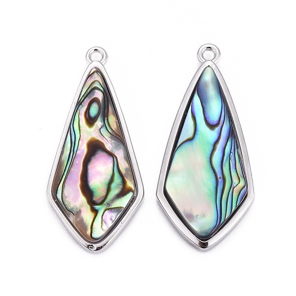 

PandaHall Natural Abalone Shell/Paua Shell Pendants, with Brass Findings, Kite, Platinum, 30x13.5x4mm, Hole: 1.4mm Paua Shell Rhombus