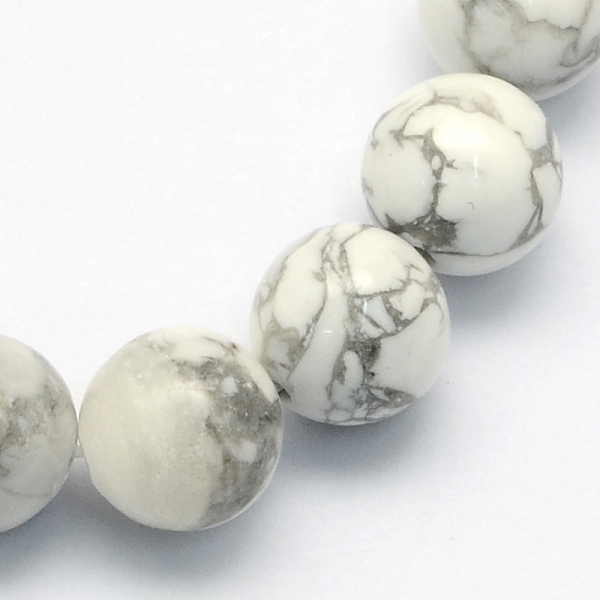 

PandaHall Natural Howlite Round Beads Strands, 8.5mm, Hole: 1.2mm, about 47pcs/strand, 15.5 inch Howlite Round