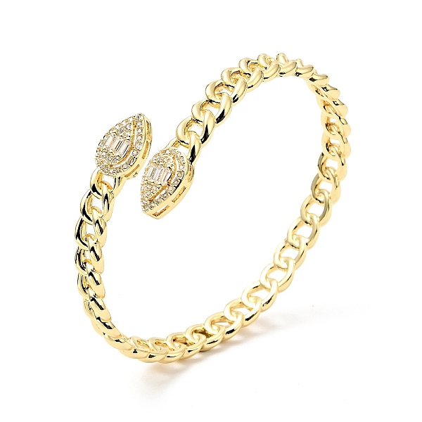 

PandaHall Clear Cubic Zirconia Teardrop Open Cuff Bangle, Brass Curb Chains Shape Bangle for Women, Cadmium Free & Nickel Free & Lead Free...
