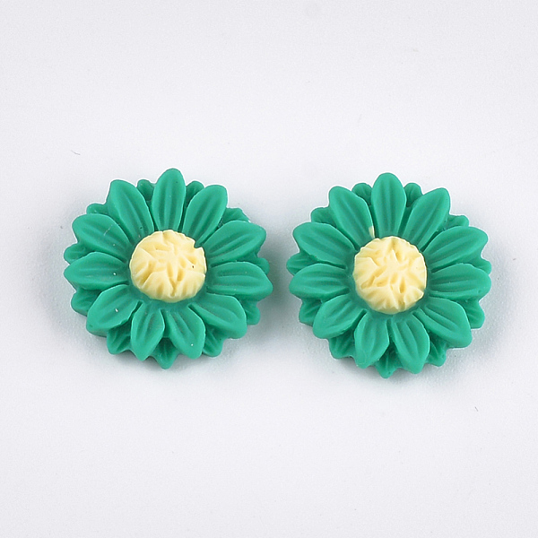 

PandaHall Resin Cabochons, Sunflower, Light Sea Green, 15x5mm Resin Flower Green