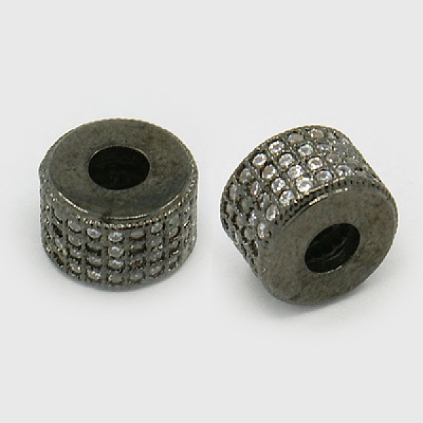 

PandaHall Brass Cubic Zirconia Beads, Column, Gunmetal, 5.5x8.5mm, Hole: 3mm Brass+Cubic Zirconia Column