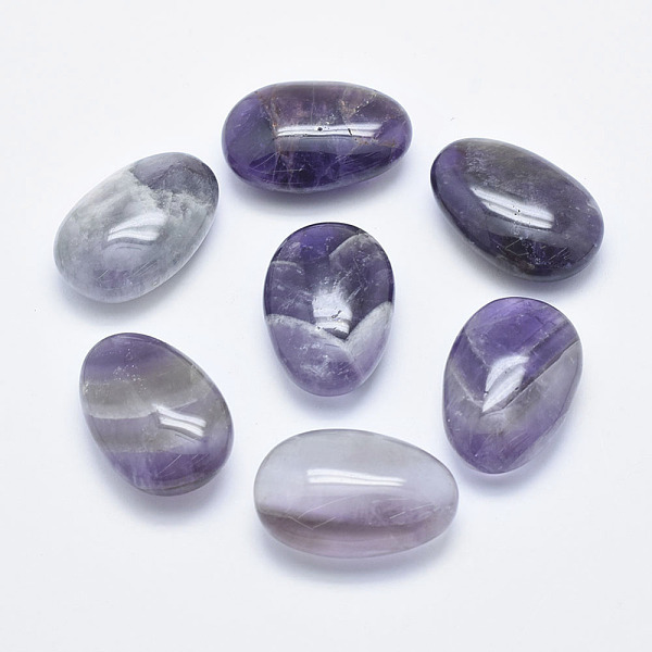 

PandaHall Oval Natural Amethyst Palm Stone, Reiki Healing Pocket Stone for Anxiety Stress Relief Therapy, 29.5~34x18.5~23x13mm Amethyst Oval