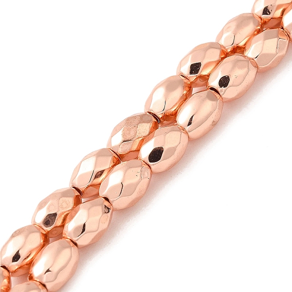 

PandaHall Electroplated Strong Magnetic Synthetic Hematite Beads Strands, Long-Lasting Plated, Faceted Oval, Rose Gold Plated, 7~8x5~5.5mm...
