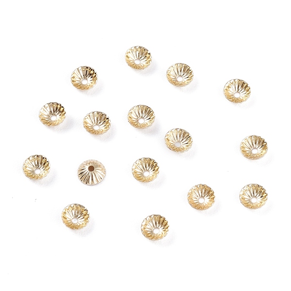 

PandaHall Rack Plating Brass Bead Cap, Long-Lasting Plated, Half Round, Apetalous, Real 14K Gold Plated, 4.5x1.5mm, Hole: 1mm Brass