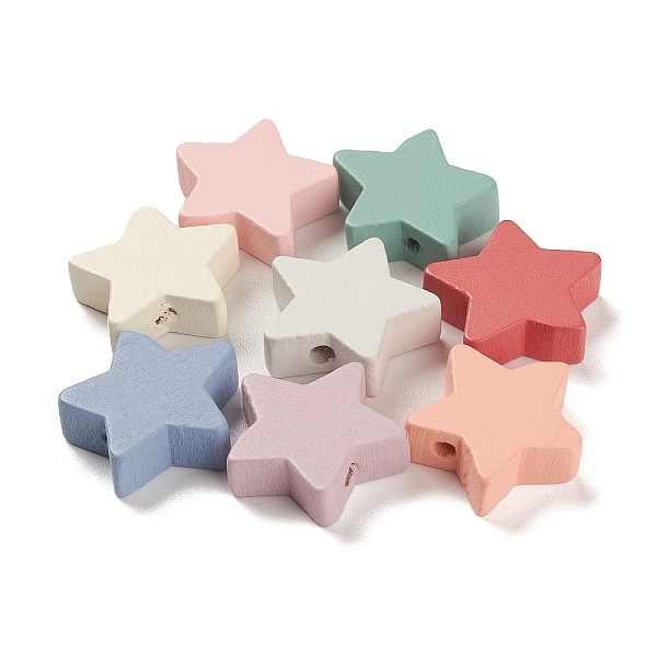 

PandaHall Spray Painted Natural Maple Wood Beads, Star, Mixed Color, 18x19.50x6mm,Hole:2.50mm Maple Wood Star Multicolor