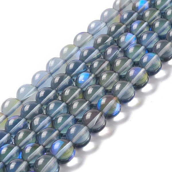 

PandaHall Synthetic Moonstone Beads Strands, Round, Slate Blue, 10mm, Hole: 1mm, about 37~39pcs/strand, 14.76''~14.96''(37.5~38cm) Moonstone...