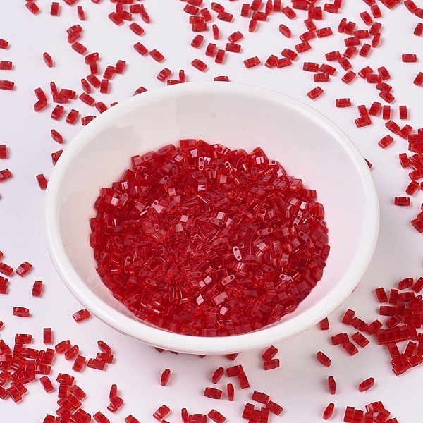 

PandaHall MIYUKI Half TILA Beads, Japanese Seed Beads, 2 Hole, (HTL140) Transparent Red Orange, 5x2.3x1.9mm, Hole: 0.8mm, about...
