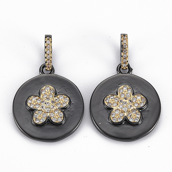 

PandaHall Brass Micro Pave Clear Cubic Zirconia Pendants, Nickel Free, Real 16K Gold Plated, Flat Round with Flower, Gunmetal, 20x17x3.5mm...