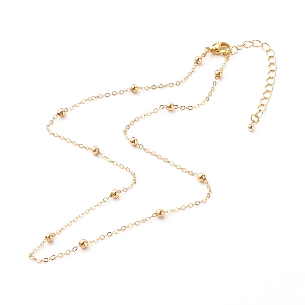 PandaHall Brass Satellite Chain Necklaces, with 304 Stainless Steel Lobster Claw Clasp, Golden, 15.94 inch(40.5cm) Brass