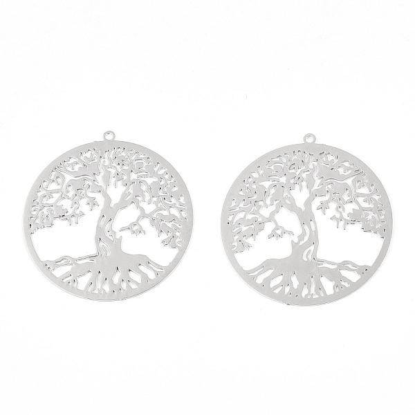 

PandaHall Rack Plating Brass Filigree Pendants, Long-Lasting Plated, Flat Round with Tree of Life Charm, Nickel Free, Platinum, 32x30x0.4mm...