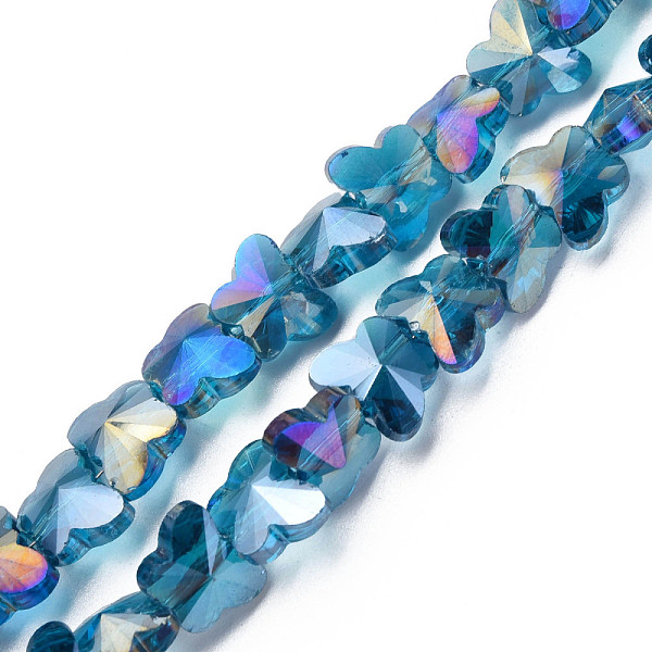 

PandaHall Electroplate Transparent Glass Beads Strands, AB Color Plated, Faceted, Butterfly, Steel Blue, 8x10x6mm, Hole: 1mm, about...