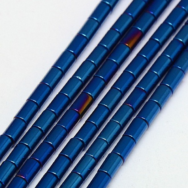 

PandaHall Electroplate Non-magnetic Synthetic Hematite Beads Strands, Column, Grade A, Blue Plated, 5x3mm, Hole: 1mm, about 80pcs/strand, 16...