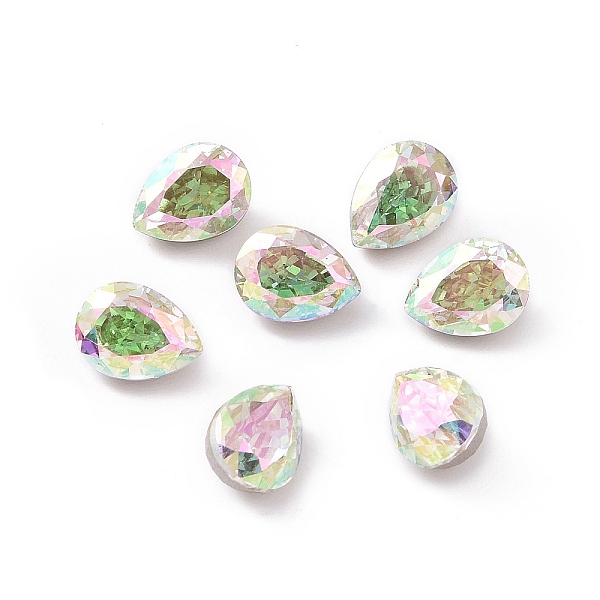 PandaHall K5 Glass Rhinestone Cabochons, Pointed Back & Back Plated, Faceted, Teardrop, Colorful, 8x6x5mm Glass Rhinestone Teardrop...