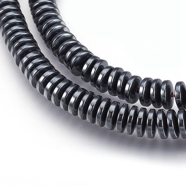 

PandaHall Non-magnetic Synthetic Hematite Beads Strands, Heishi Beads, Flat Round/Disc, 6x2mm, Hole: 1mm, about 190pcs/strand, 15.7 inch...