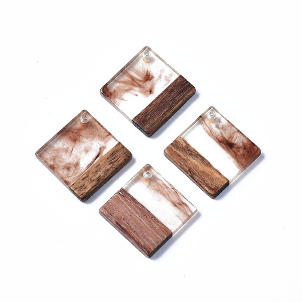 

PandaHall Transparent Resin & Walnut Wood Pendants, Two Tone, Rhombus, Chocolate, 24x24x3mm, Hole: 2mm, Side Length: 17.5mm Resin+Wood..., Brown