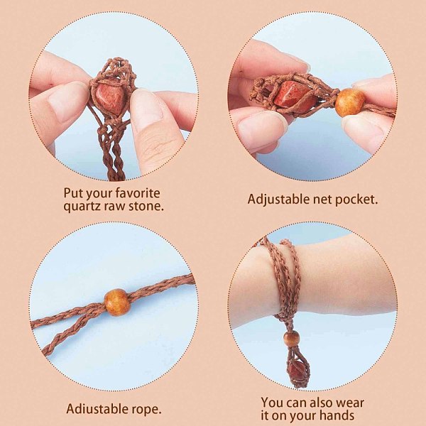 Adjustable Braided Waxed Cord Macrame Pouch Necklace Making