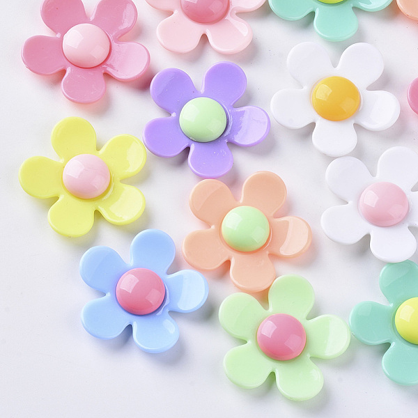 

PandaHall Opaque Acrylic Beads, Flower, Mixed Color, 22x22~23x7~8mm, Hole: 1.4mm Acrylic Flower Multicolor