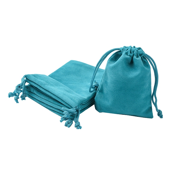 

PandaHall Rectangle Velvet Packing Pouches, Drawstring Bags, for Gift Wrapping, Medium Turquoise, 10x8cm Velvet None