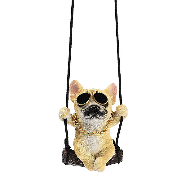 

PandaHall Cute Resin Swinging Bulldog Pendant Decorations, for Car Interiors Hanging Ornaments, Wheat, 315mm Resin Dog Orange