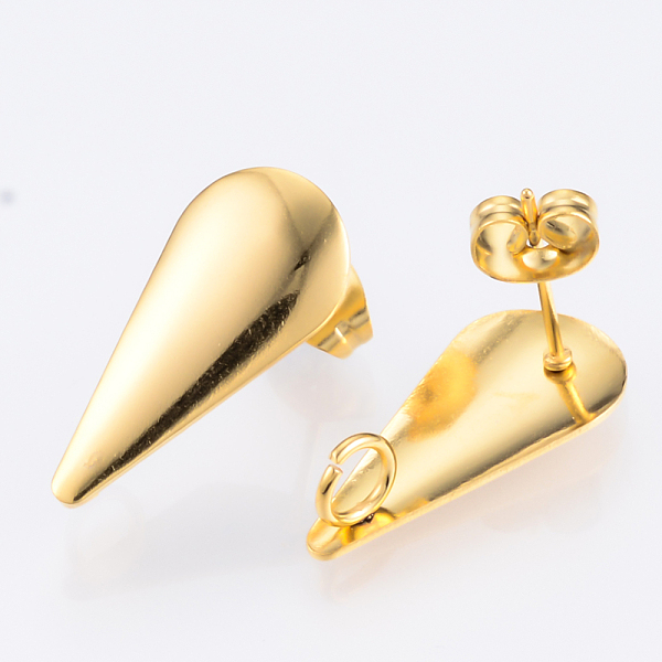 

PandaHall 304 Stainless Steel Stud Earring Findings, with Loop, Teardrop, Golden, 20x9mm, Hole: 2.5mm, Pin: 0.8mm 304 Stainless Steel...