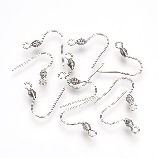 

PandaHall 304 Stainless Steel Earring Hooks, Ear Wire, with Horizontal Loop, Stainless Steel Color, 18~19x19x3mm, 9 Gauge, Hole: 2mm 304...