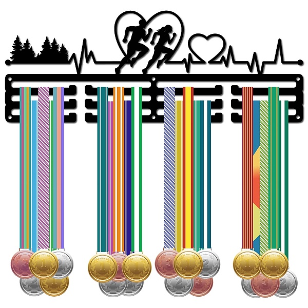 

PandaHall Fashion Iron Medal Hanger Holder Display Wall Rack, 3-Line, with Screws, Black, Running, Sports, 150x400mm, Hole: 5mm Iron Sports...