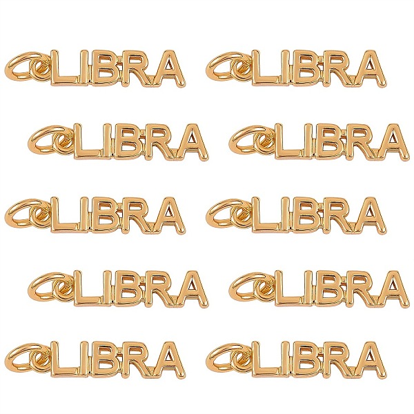

PandaHall 10Pcs Brass Pendants, with Jump Rings, Long-Lasting Plated, Constellation/Zodiac Sign, Golden, Libra, Libra: 4x17.5x1.5mm, Hole...