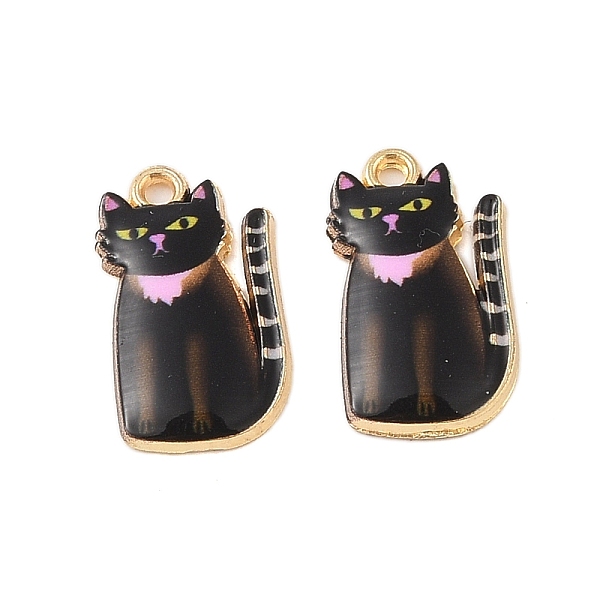 

PandaHall Rack Plating Alloy Pendants, with Enamel, Golden, Cat Charm, Coconut Brown, 20x11.5x2.5mm, Hole: 1.5mm Alloy+Enamel Cat Shape