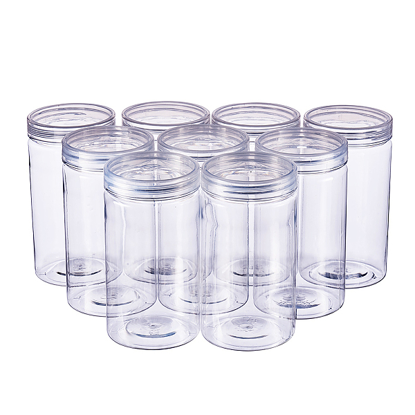 PandaHall BENECREAT 9 PACK 300ml Empty Clear Plastic Slime Storage Favor Jars Wide-mouth Plastic Containers for display, storage, packaging...