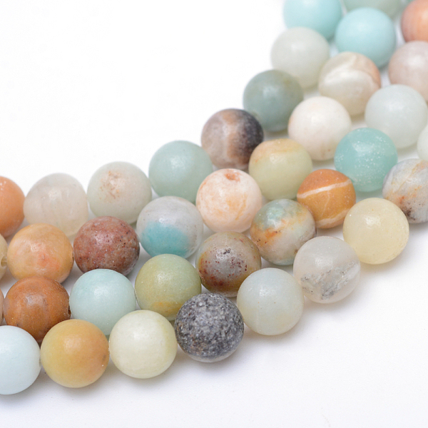 

PandaHall Round Natural Flower Amazonite Bead Strands, 8~9mm, Hole: 1mm, about 46pcs/strand, 15.3 inch Flower Amazonite Round