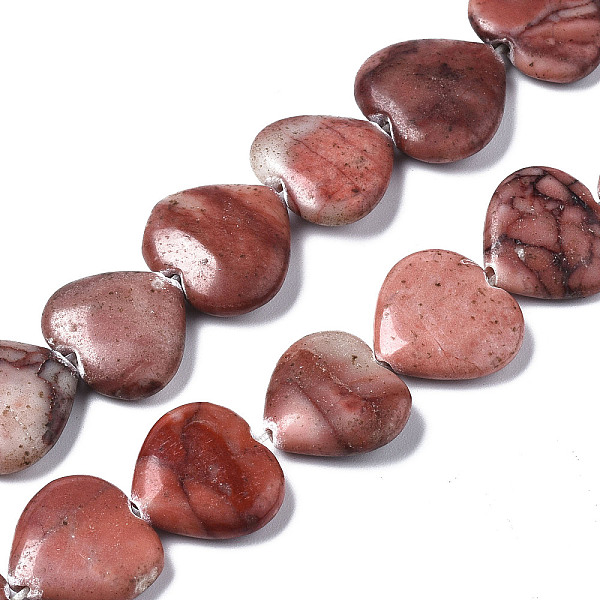 

PandaHall Natural Red Picture Jasper Beads Strands, Heart, 14~15x15~17x4~5mm, Hole: 0.6mm, about 20pcs/strand, 16.38 inch(41.6cm) Red...