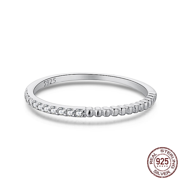 

PandaHall Rhodium Plated 925 Sterling Silver Finger Rings, Stackable Ring, with Cubic Zirconia & 925 Stamp for Women, Real Platinum Plated..., Clear