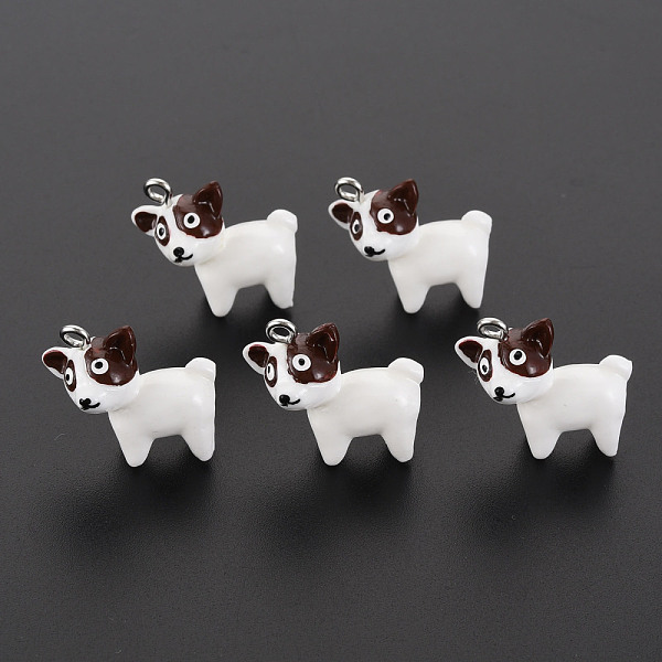 

PandaHall Opaque Resin Pendants, with Platinum Plated Iron Loops, Dog, Coconut Brown, 21x21.5~22x11mm, Hole: 2mm Iron+Resin Dog