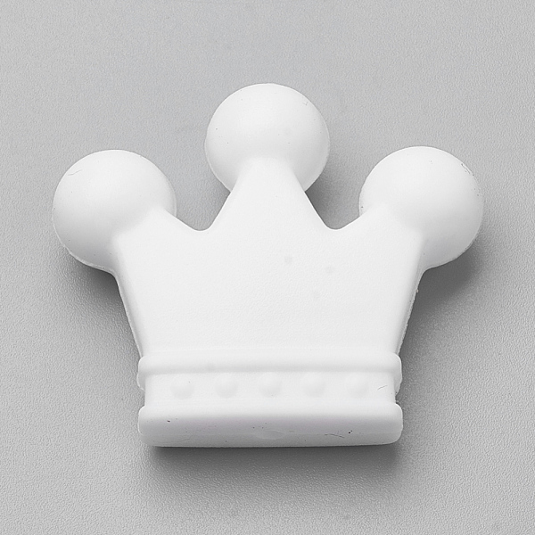 

PandaHall Food Grade Eco-Friendly Silicone Beads, Chewing Beads For Teethers, DIY Nursing Necklaces Making, Crown, White, 30x35x10mm, Hole...