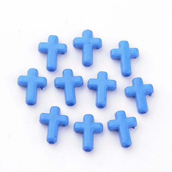 

PandaHall Opaque Acrylic Beads, Cross, Cornflower Blue, 16x12x4.5mm, about 1230pcs/500g Acrylic Cross Blue