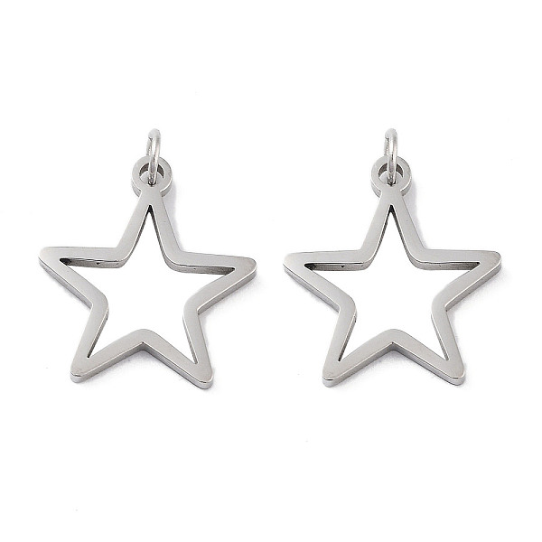 

PandaHall 304 Stainless Steel Pendants, Laser Cut, with Jump Ring, Stainless Steel Color, Star, 16.5x15x1mm, Hole: 2mm 304 Stainless Steel...
