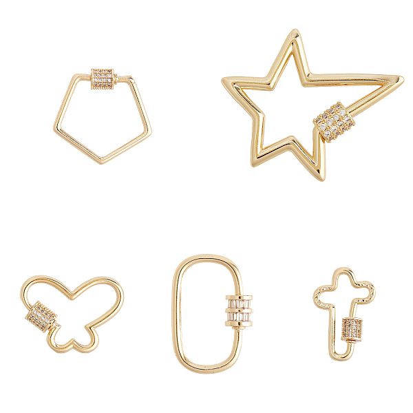 

PandaHall PH 5 Style Brass Micro Pave Cubic Zirconia Screw Keychain Lock Charm Screw Gate Lock Spring Link Buckle for Keychain Necklaces..., Clear