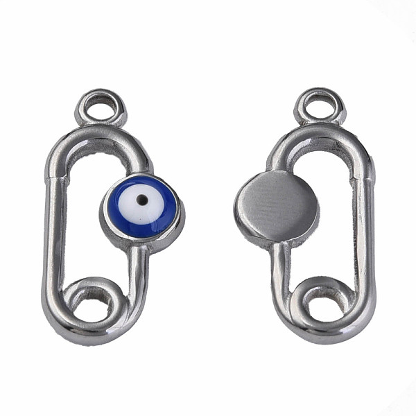 

PandaHall 304 Stainless Steel Enamel Pendants, Oval with Evil Eye, Stainless Steel Color, Dark Blue, 20x10x3mm, Hole: 1.6mm Stainless...