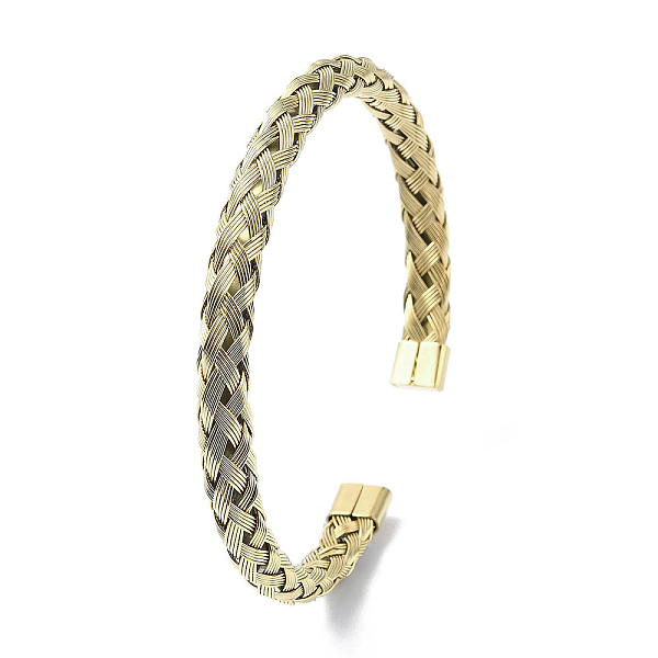 

PandaHall Ion Plating(IP) 304 Stainless Steel Mesh Chains Cuff Bangles, Golden, Inner Diameter: 2-1/8x2-1/2 inch(5.5x6.2cm) 304 Stainless...