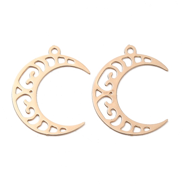 

PandaHall Rack Plating Brass Filigree Pendants, Long-Lasting Plated, Moon Charms, Light Gold, 18x15x0.3mm, Hole: 1mm Brass Moon