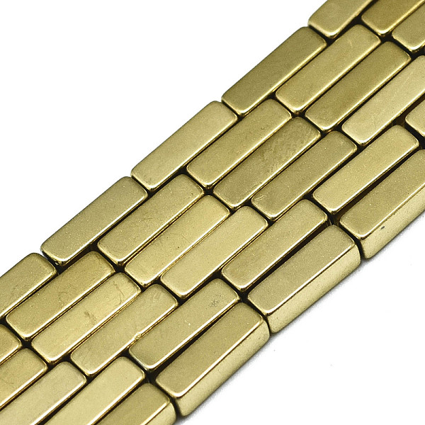 

PandaHall Electroplate Non-magnetic Synthetic Hematite Beads Strands, Cuboid, Real 18K Gold Plated, 9x2.7x2.7mm, Hole: 1mm, about...