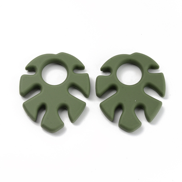 

PandaHall Food Grade Eco-Friendly Silicone Big Pendants, Chewing Pendants For Teethers, DIY Nursing Necklaces Making, Leaf, Olive Drab...