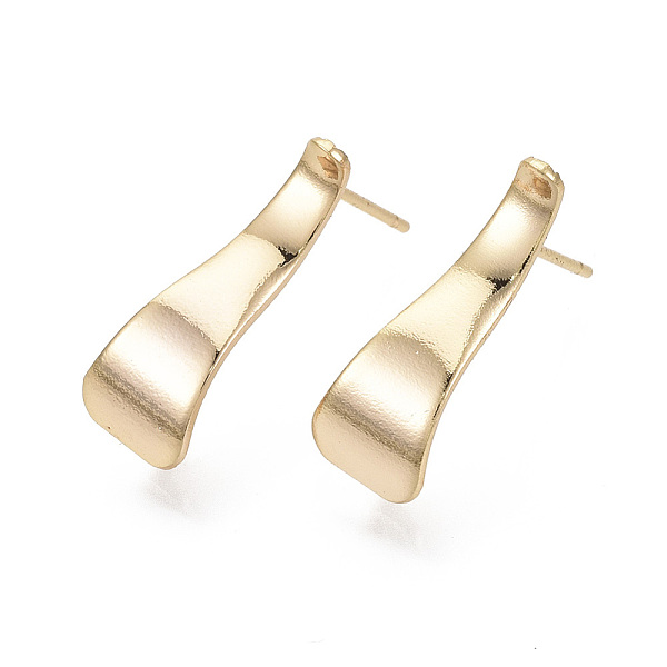 

PandaHall Brass Stud Earring Findings, with Loop, Nickel Free, Trapezoid, Real 18K Gold Plated, 19x7mm, Hole: 2mm, Pin: 0.7mm Brass...