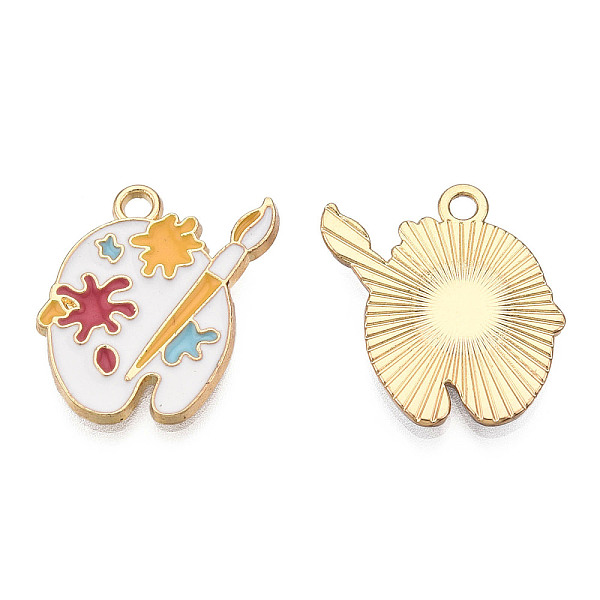 

PandaHall Alloy Pendants, with Enamel, Cadmium Free & Lead Free, Light Gold, Color Palette, White, 19.5x18x1.5mm, Hole: 1.8mm Alloy+Enamel...