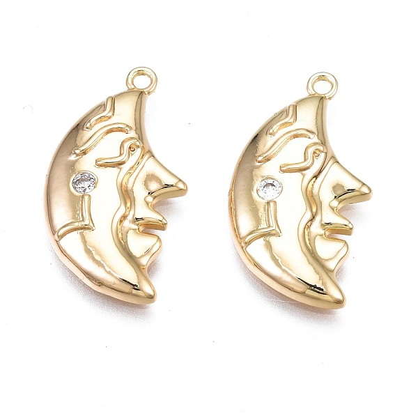 

PandaHall Brass Micro Pave Clear Cubic Zirconia Pendants, Nickel Free, Moon, Real 18K Gold Plated, 21.5x11.5x2.5mm, Hole: 1.2mm Brass+Cubic...