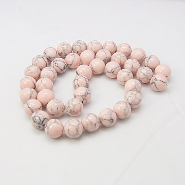 

PandaHall Synthetic Turquoise Beads Strands, Dyed, Round, Misty Rose, 8mm, Hole: 1mm, about 50pcs/strand, 15.7 inch Synthetic Turquoise..., Red